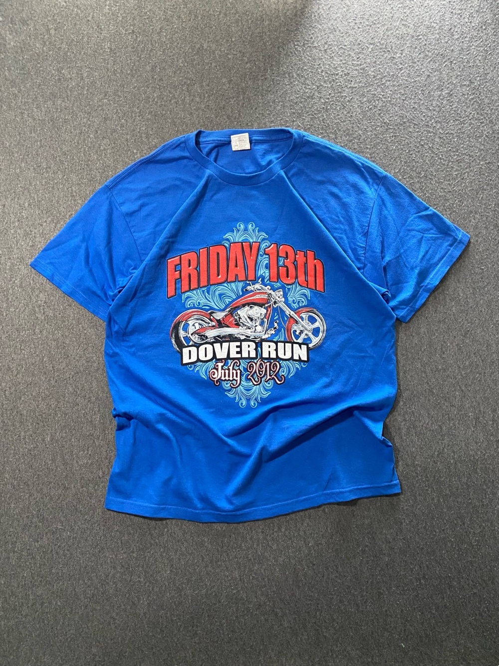 Port Dover Friday 13th Biker Shirt Mens Large Blue Lone Wolf July 2012